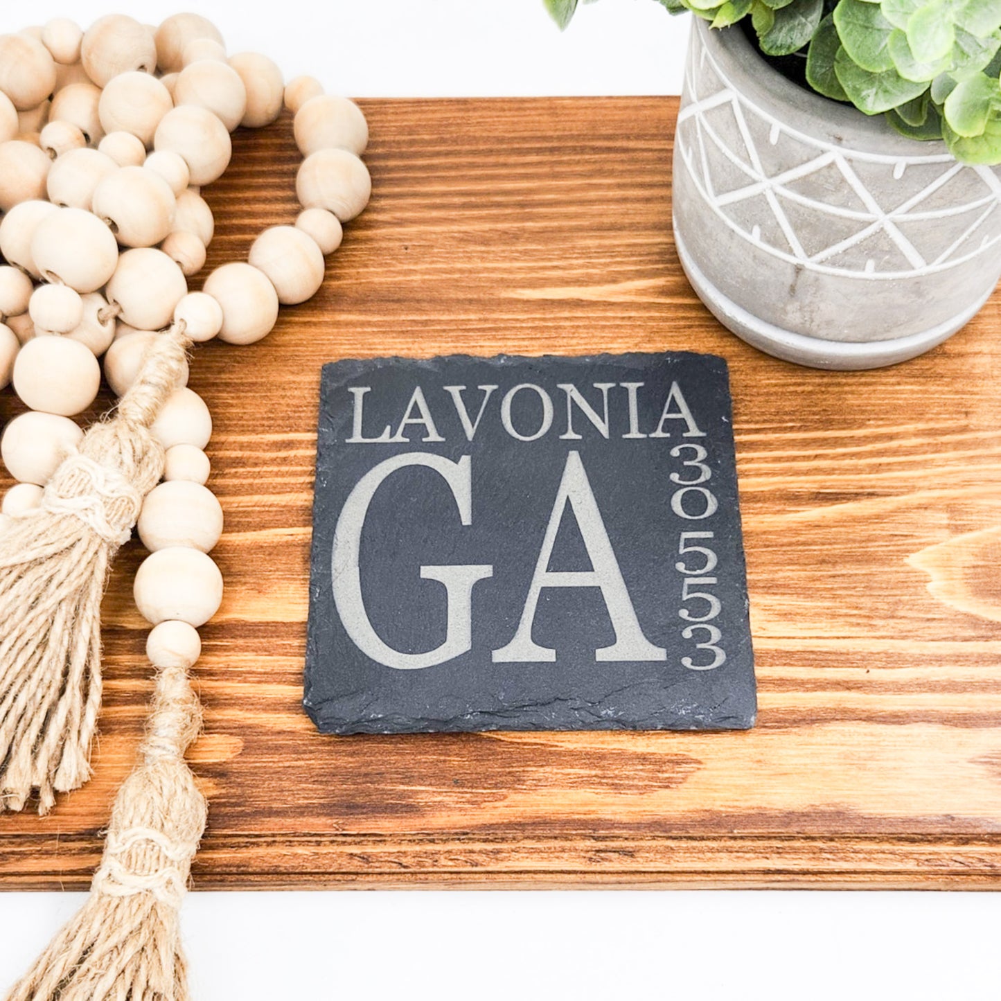 Personalized 4" Slate Coaster – Hometown Pride Edition