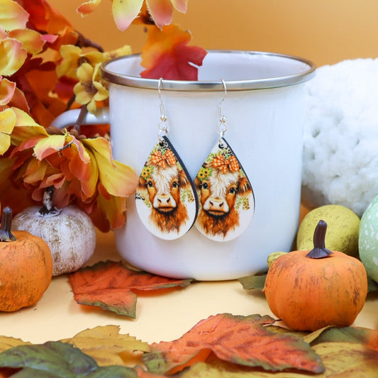 Rustic Chic by Designs By GaddisFall Cow Teardrop Earrings