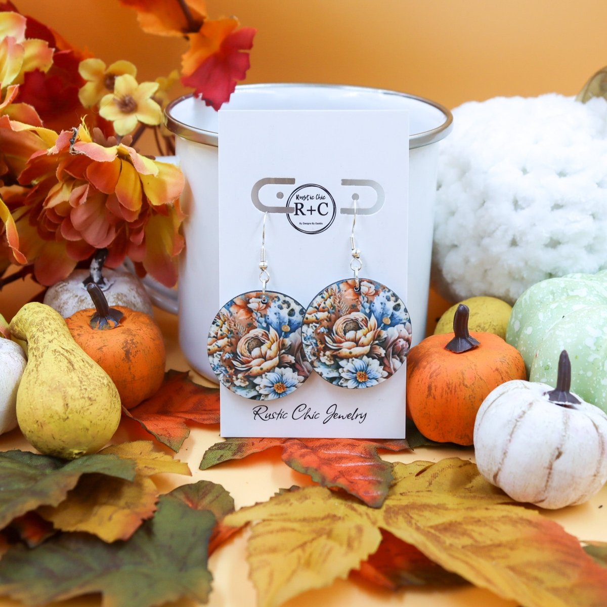 Rustic Chic by Designs By GaddisFall Floral Round Earrings