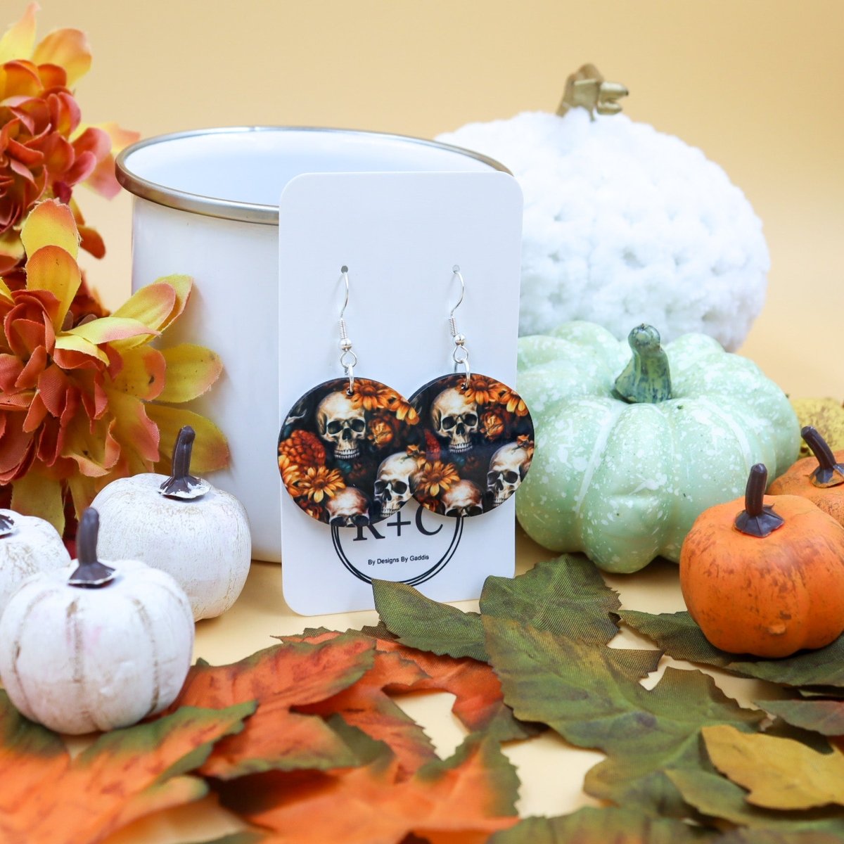 Rustic Chic by Designs By GaddisHalloween Skull Round Earrings