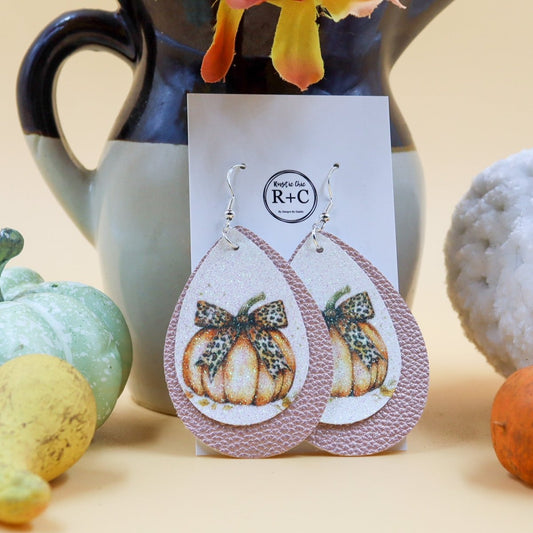 Rustic Chic by Designs By GaddisSingle Pumpkin Faux Leather Teardrop Earrings