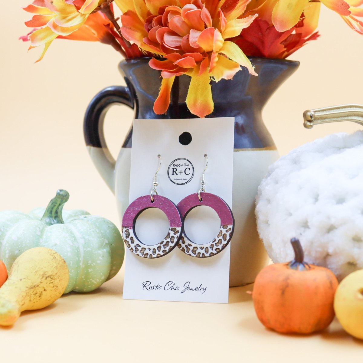 Rustic Chic by Designs By GaddisCow Print Open Circle Drop Earrings