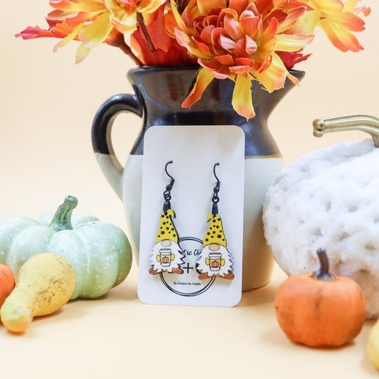 Rustic Chic by Designs By GaddisFall Pumpkin Spice Leopard Gnome Drop Earrings