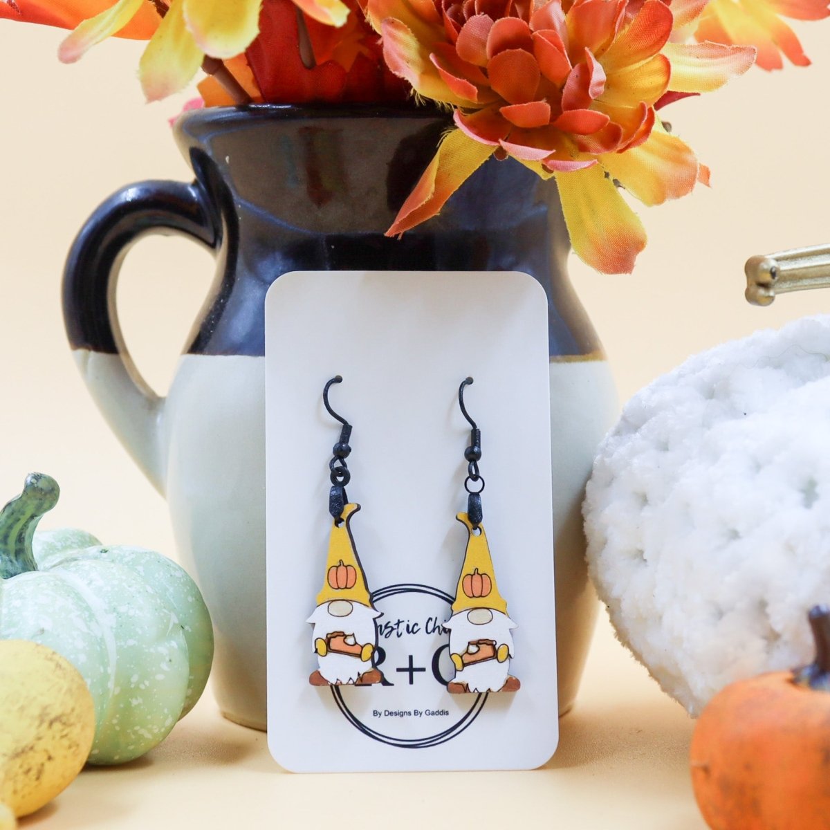 Rustic Chic by Designs By GaddisFall Pumpkin Pie Gnome Drop Earrings