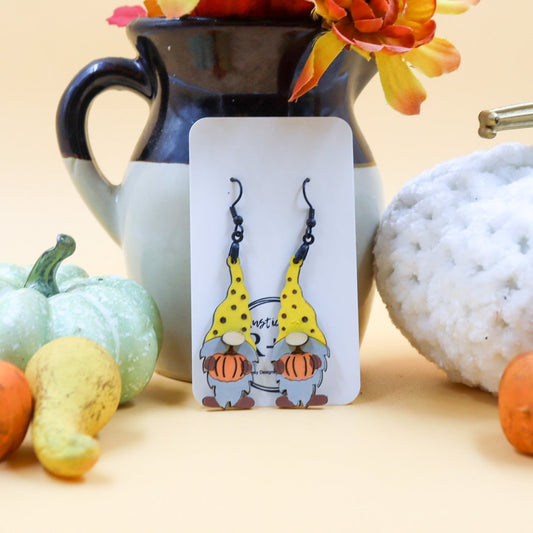 Rustic Chic by Designs By GaddisFall Pumpkin Gnome Drop Earrings