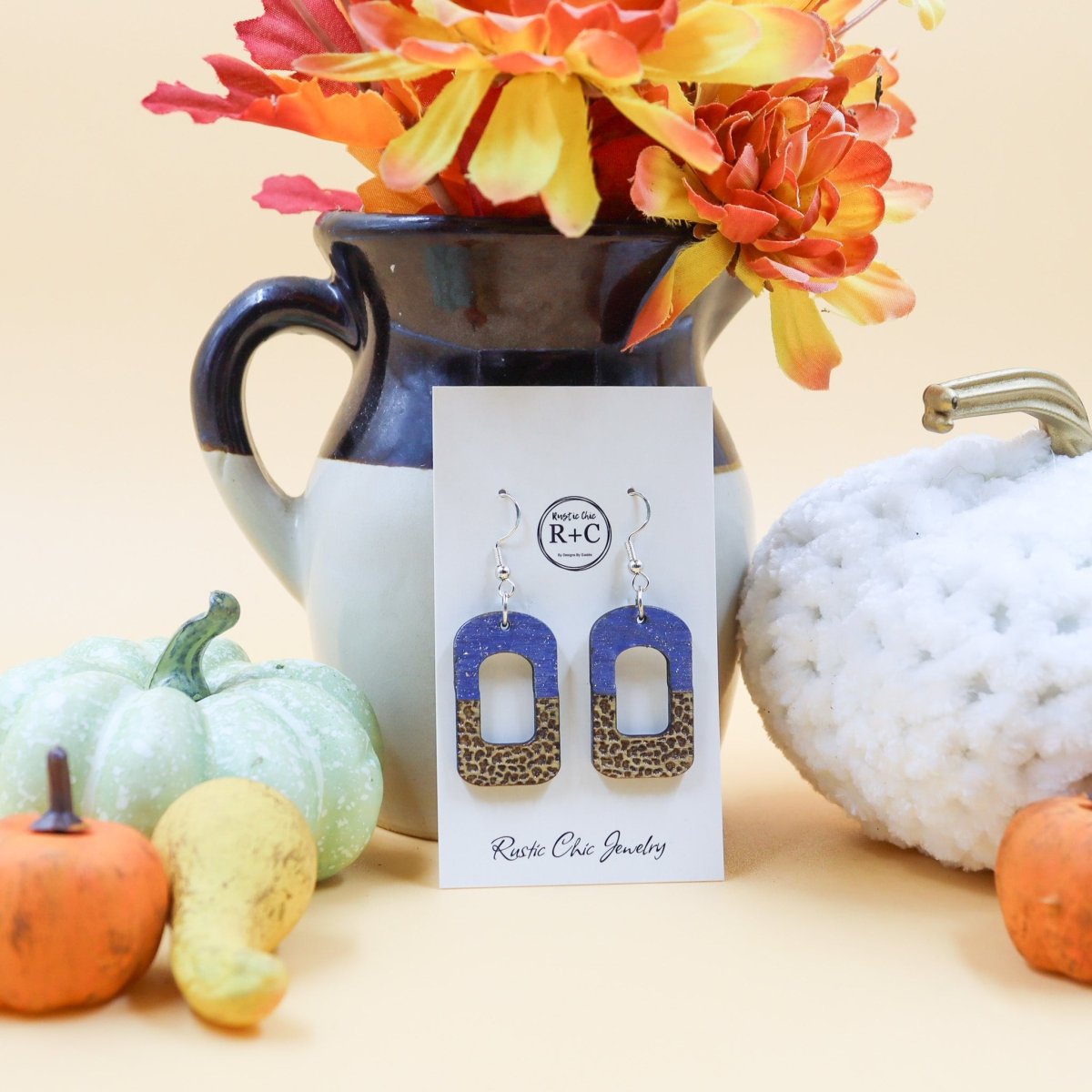 Rustic Chic by Designs By GaddisCow Print Open Bar Drop Earrings