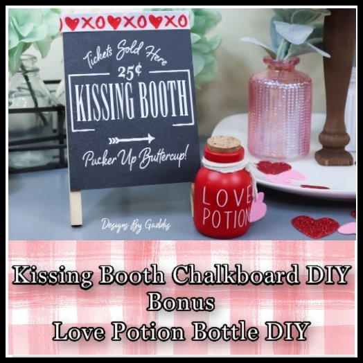 Kissing Booth Chalkboard Sign Valentines Day Decor - Rustic Chic by Designs By Gaddis