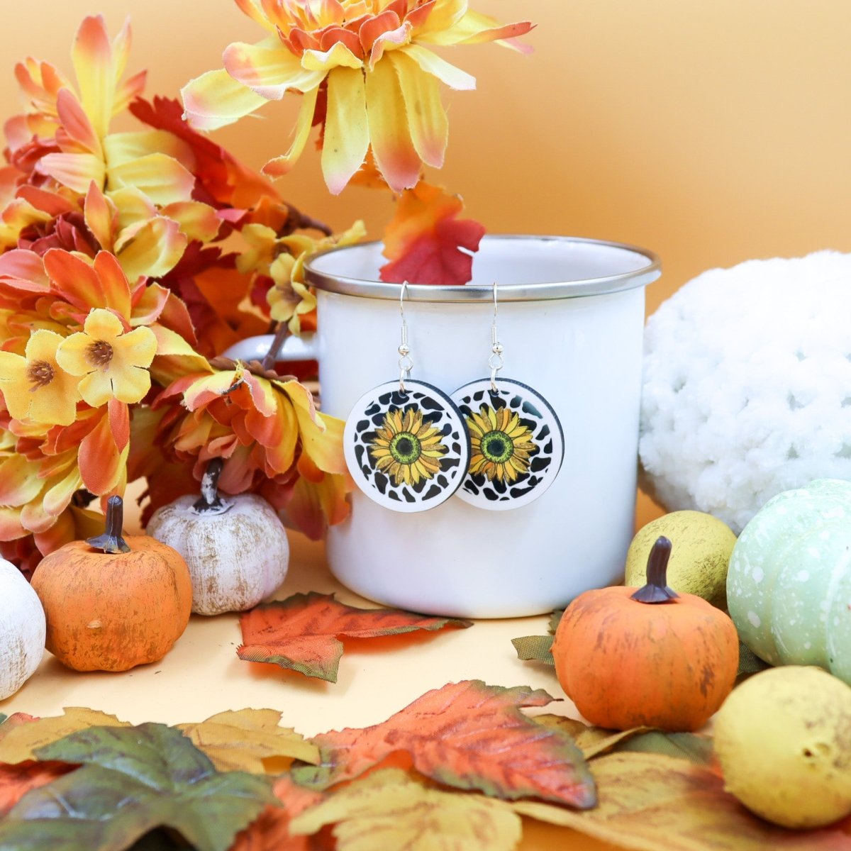 Rustic Chic by Designs By GaddisSunflower Sublimation Round Sunflower Drop Earrings