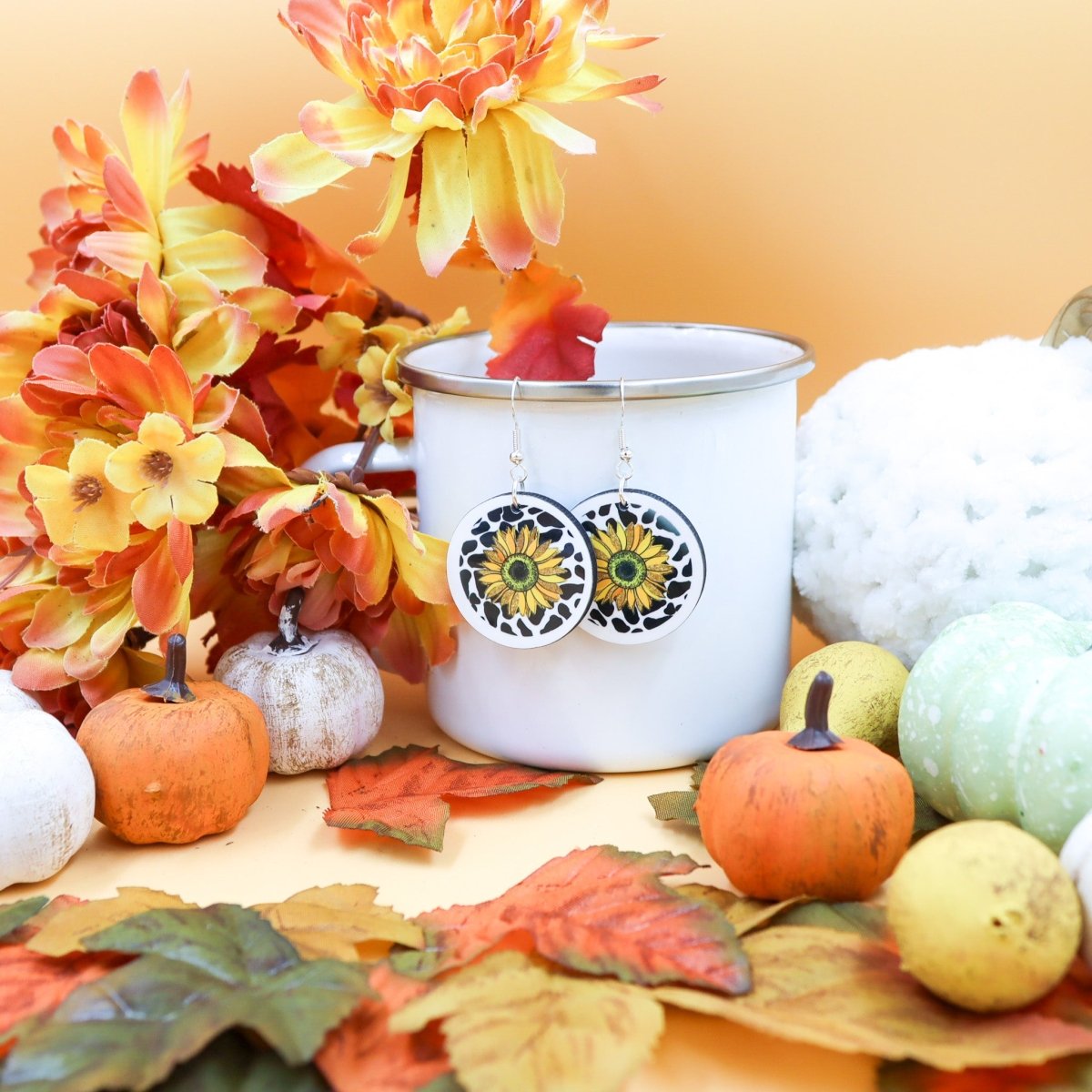 Rustic Chic by Designs By GaddisSunflower Sublimation Round Sunflower Drop Earrings