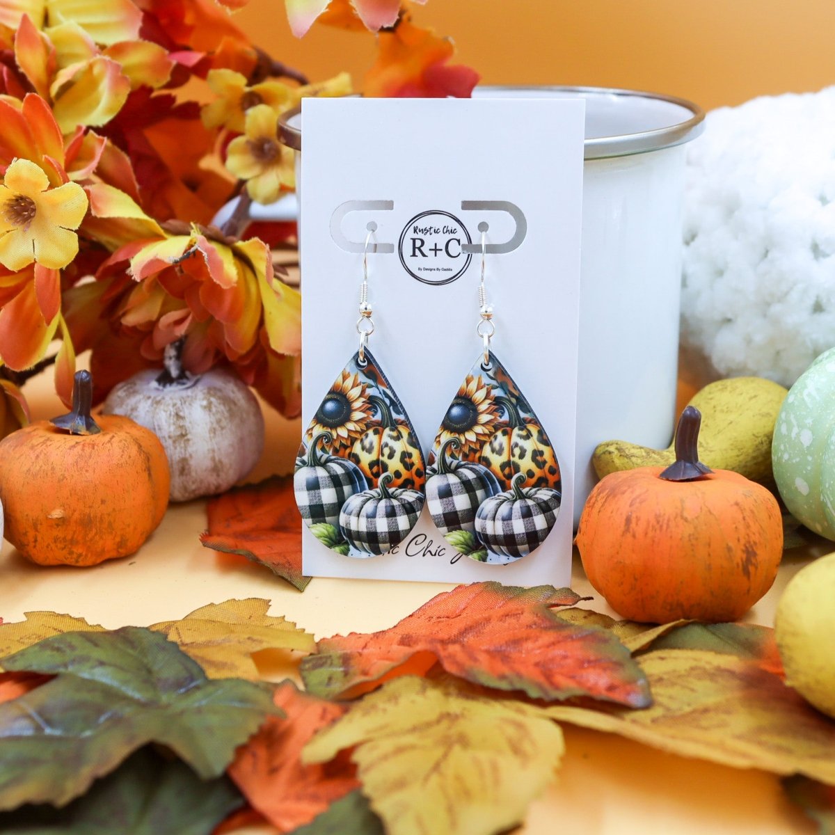 Rustic Chic by Designs By GaddisPumpkins & Sunflower Teardrop Earrings