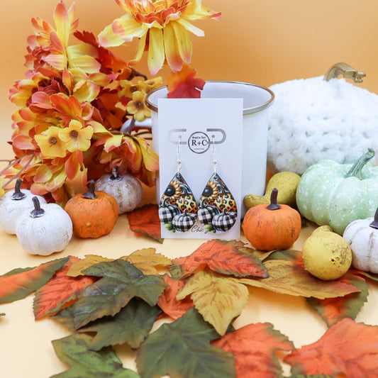 Rustic Chic by Designs By GaddisPumpkins & Sunflower Teardrop Earrings