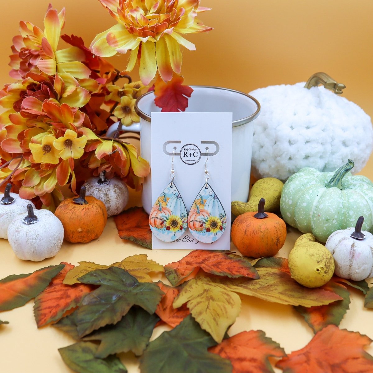 Rustic Chic by Designs By GaddisFall Pumpkin Teardrop Earrings