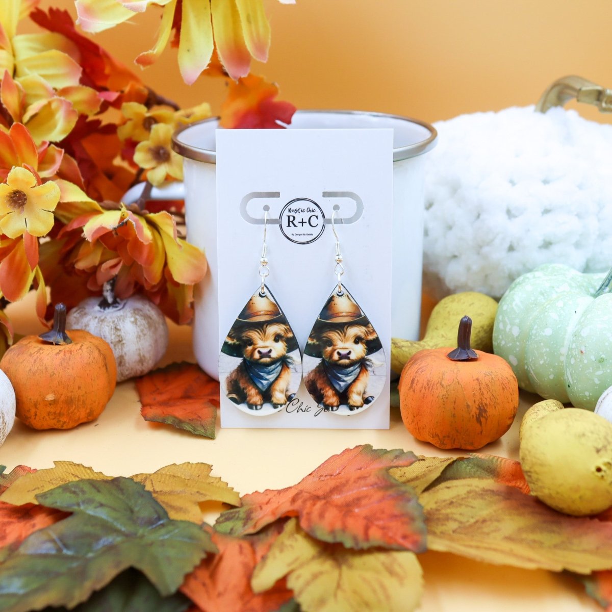 Rustic Chic by Designs By GaddisCowboy Cow Teardrop Earrings