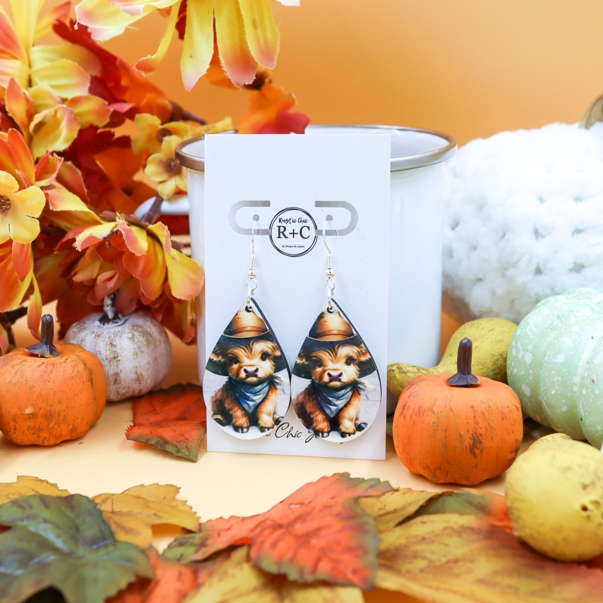 Rustic Chic by Designs By GaddisCowboy Cow Teardrop Earrings