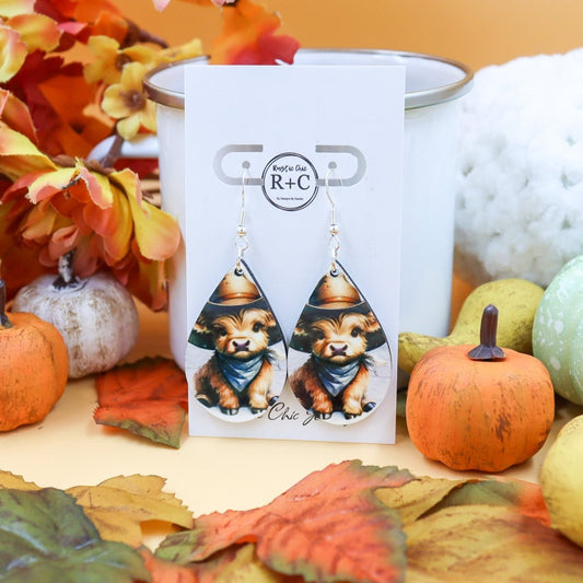 Rustic Chic by Designs By GaddisCowboy Cow Teardrop Earrings