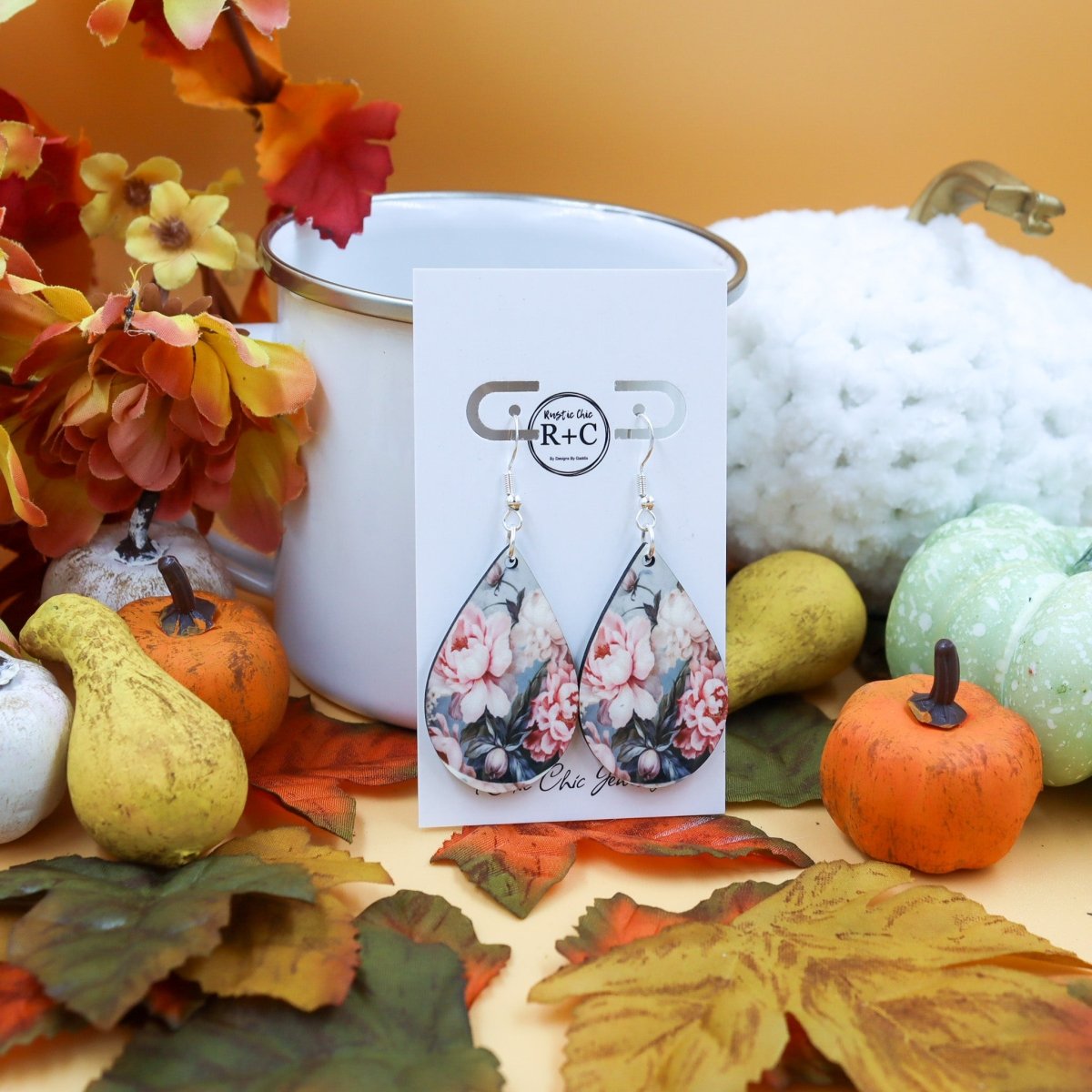 Rustic Chic by Designs By GaddisPink Floral Teardrop Earrings