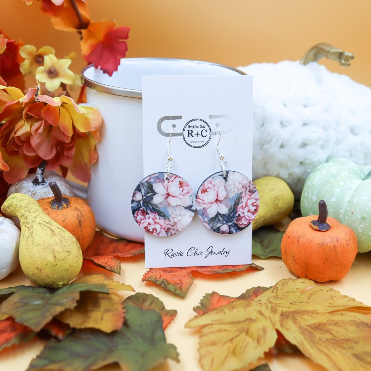 Rustic Chic by Designs By GaddisPink Floral Round Earrings