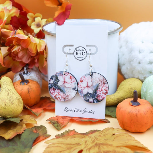 Rustic Chic by Designs By GaddisPink Floral Round Earrings