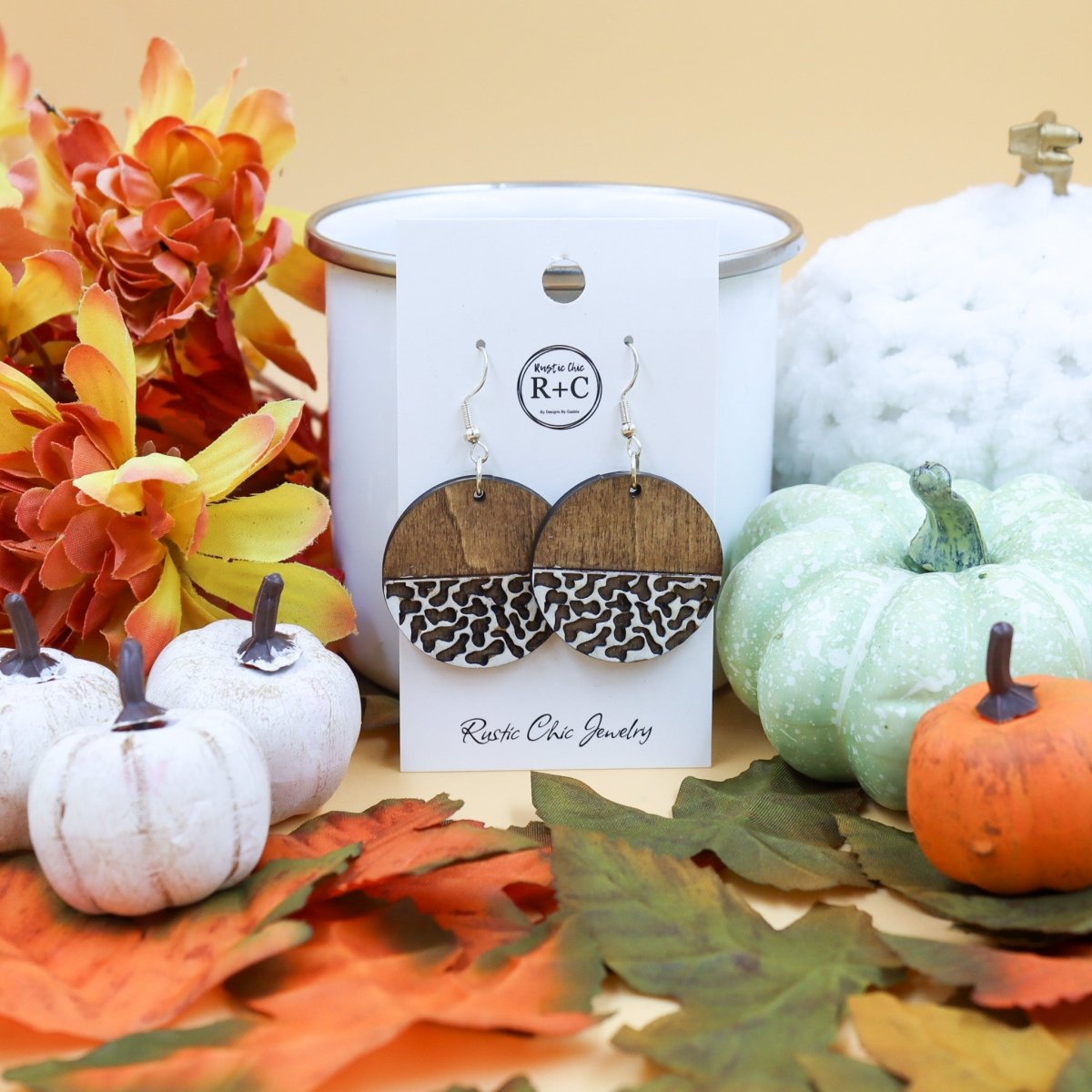 Rustic Chic by Designs By GaddisWood Cow Print Round Earrings