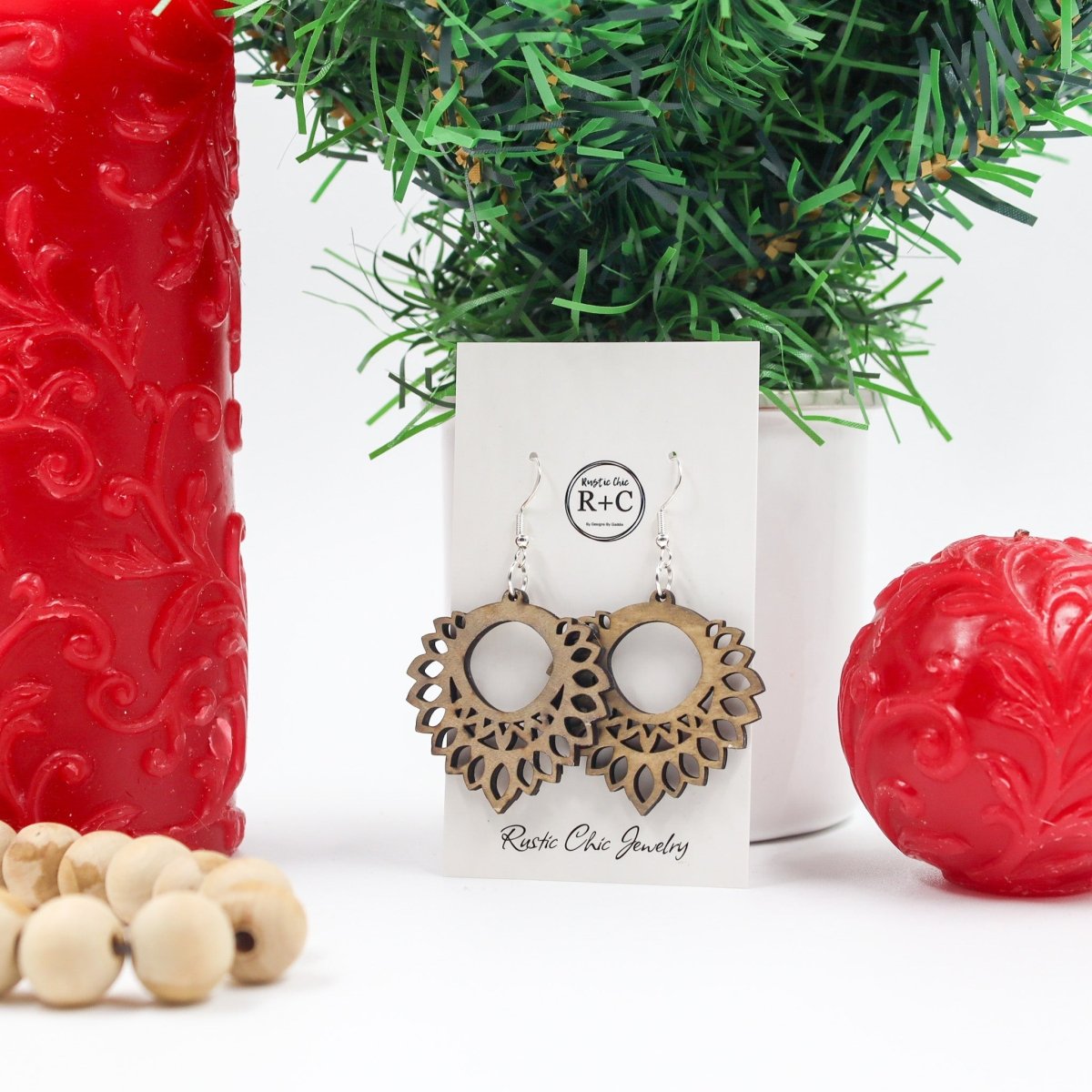 Rustic Chic by Designs By GaddisNatural Wood Lace Dangle Earrings