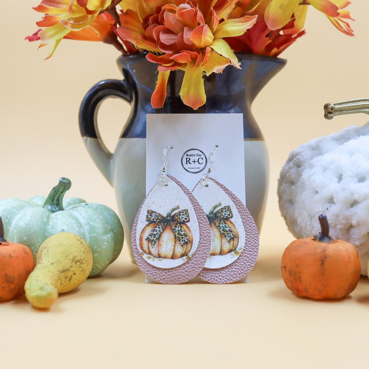 Rustic Chic by Designs By GaddisSingle Pumpkin Faux Leather Teardrop Earrings