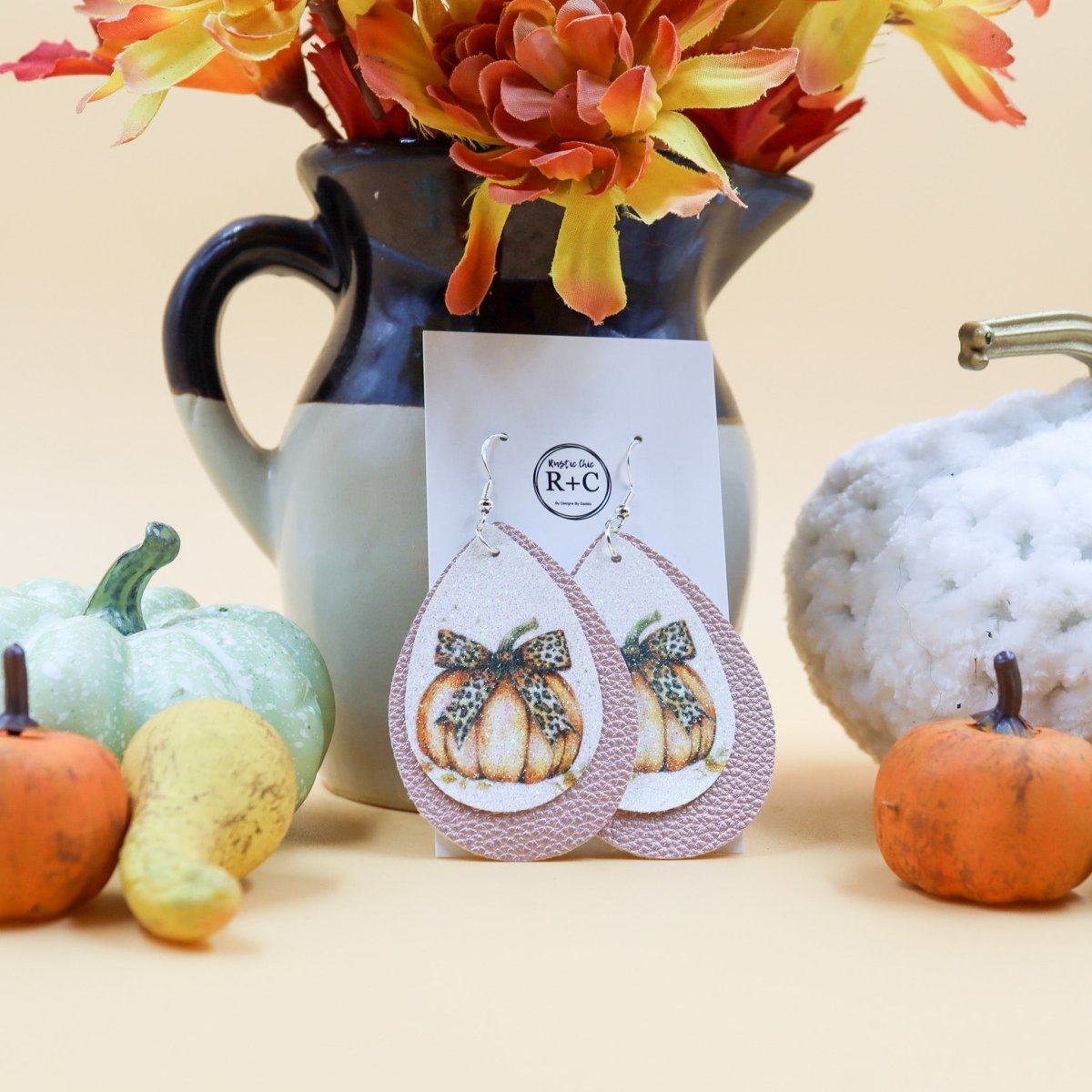 Rustic Chic by Designs By GaddisSingle Pumpkin Faux Leather Teardrop Earrings