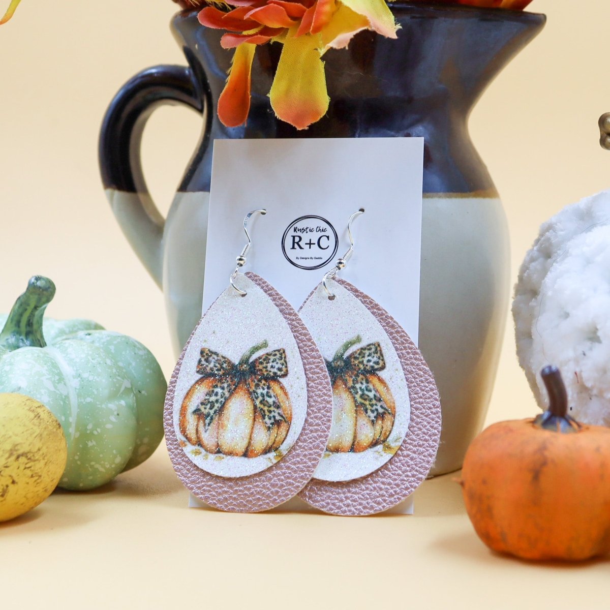 Rustic Chic by Designs By GaddisSingle Pumpkin Faux Leather Teardrop Earrings