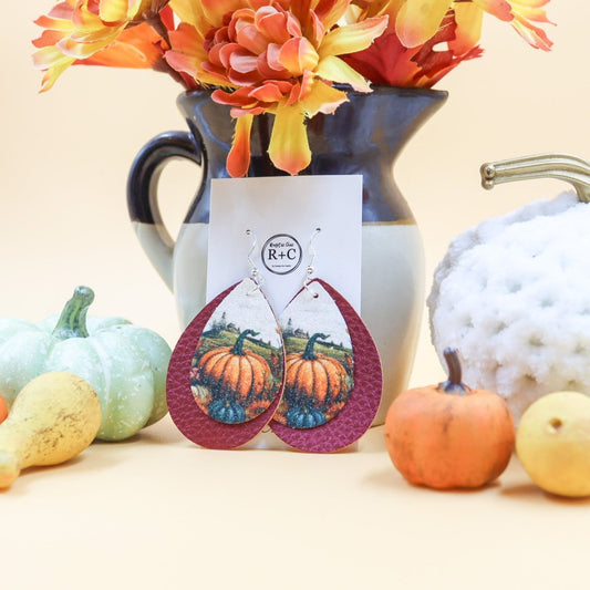 Rustic Chic by Designs By GaddisSingle Pumpkin Faux Leather Teardrop Earrings