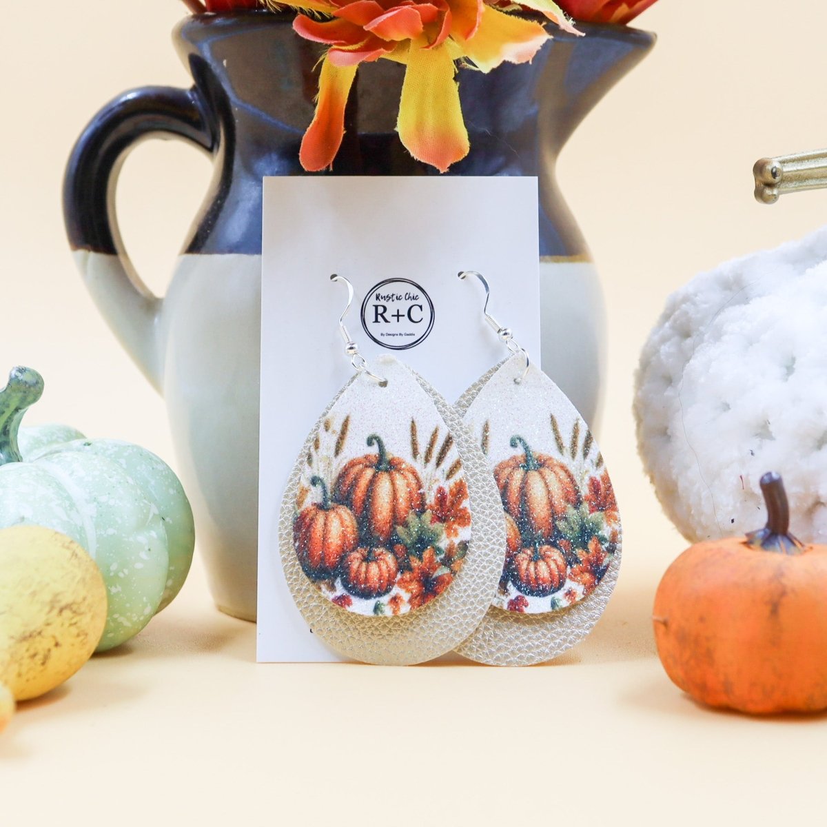 Rustic Chic by Designs By GaddisPumpkin Faux Leather Teardrop Earrings