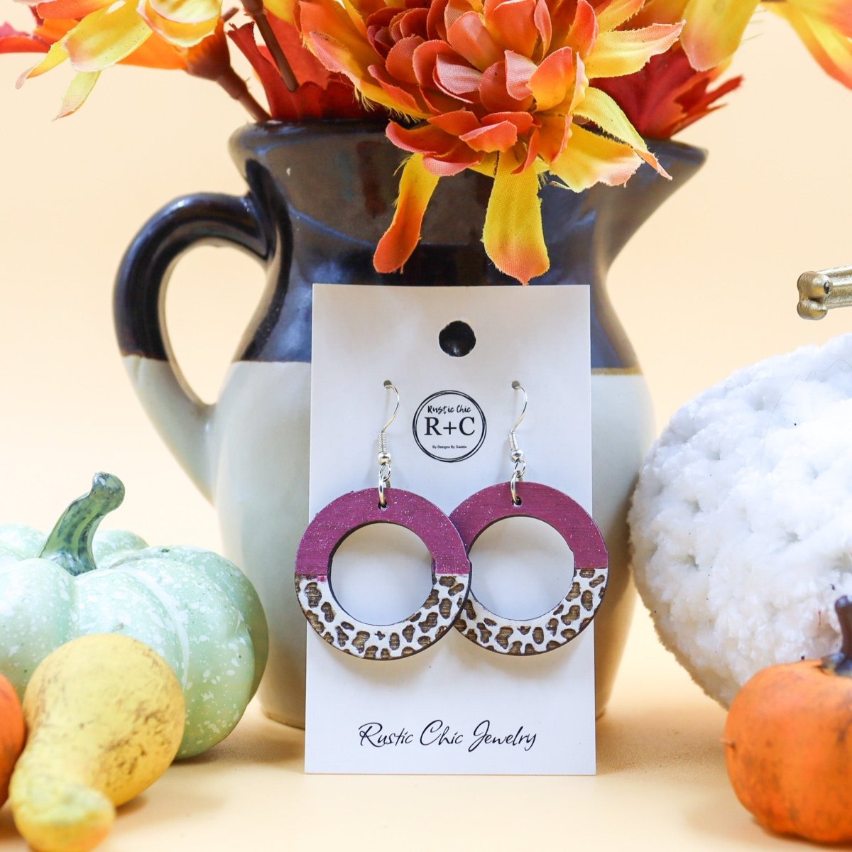 Rustic Chic by Designs By GaddisCow Print Open Circle Drop Earrings