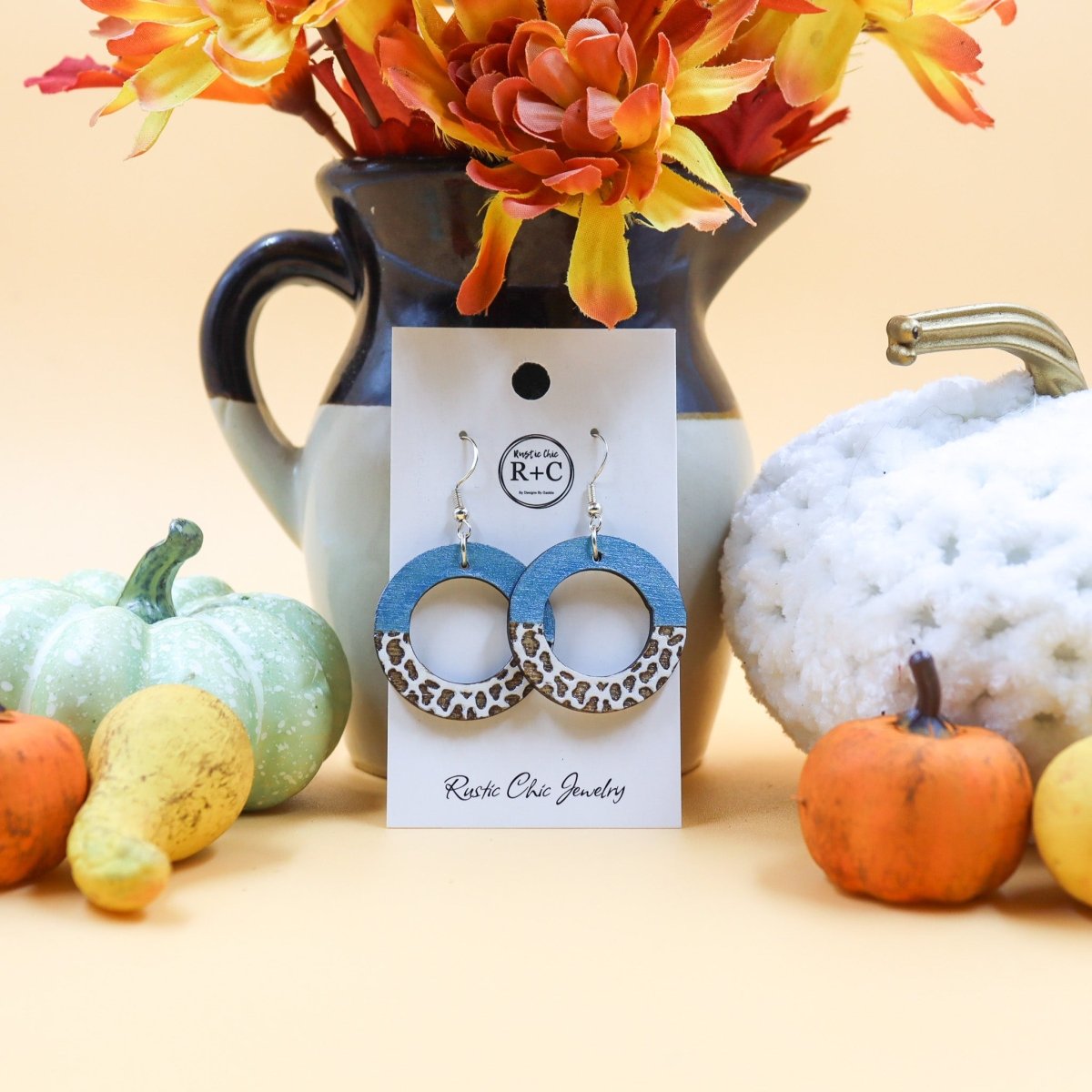 Rustic Chic by Designs By GaddisCow Print Open Circle Drop Earrings