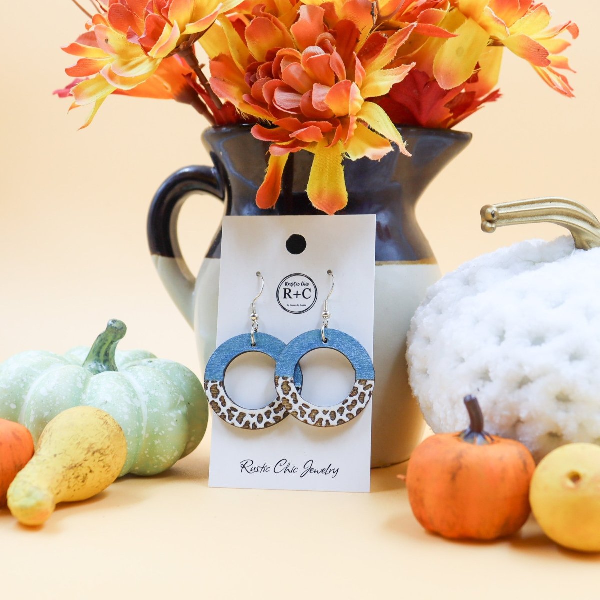 Rustic Chic by Designs By GaddisCow Print Open Circle Drop Earrings