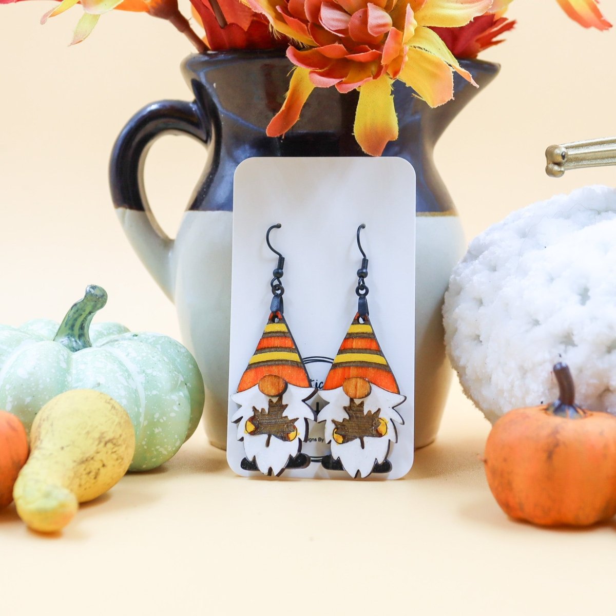 Rustic Chic by Designs By GaddisFall Leaf Gnome Drop Earrings