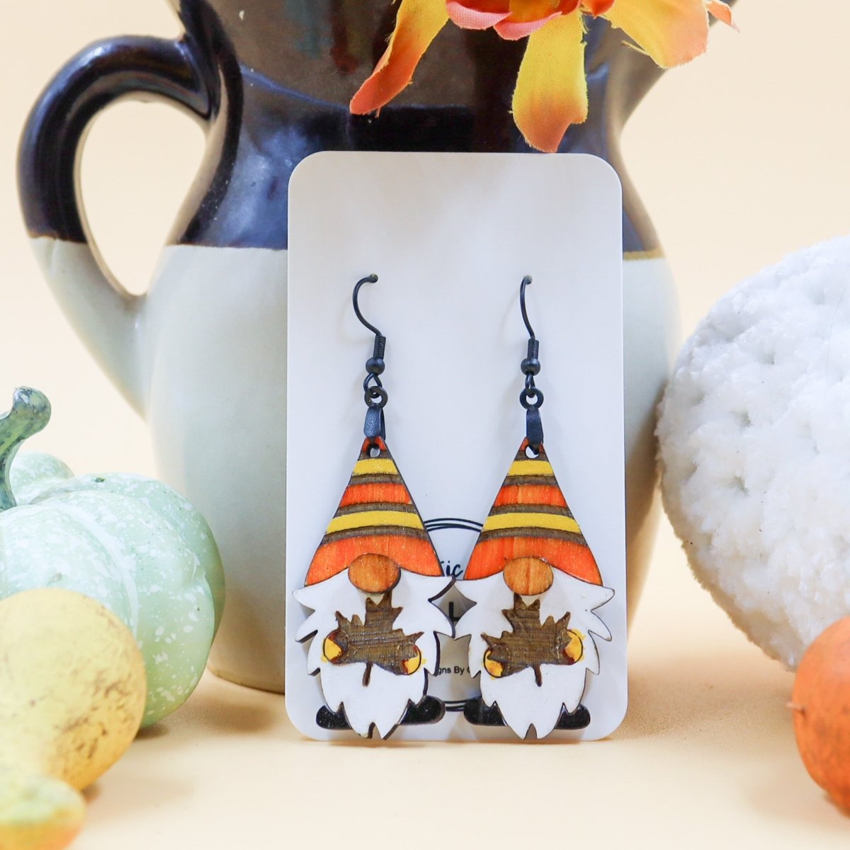 Rustic Chic by Designs By GaddisFall Leaf Gnome Drop Earrings
