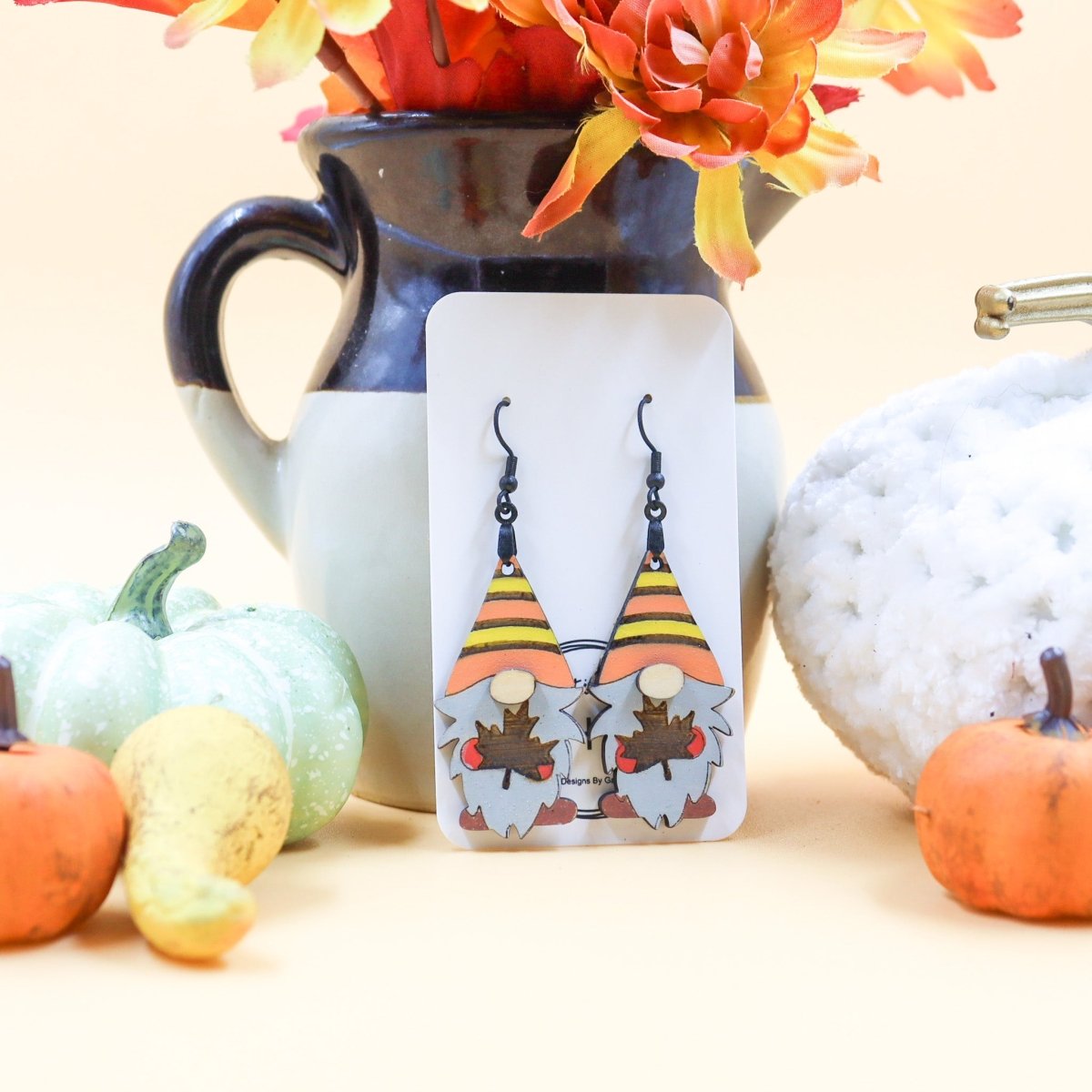 Rustic Chic by Designs By GaddisFall Leaf Gnome Drop Earrings