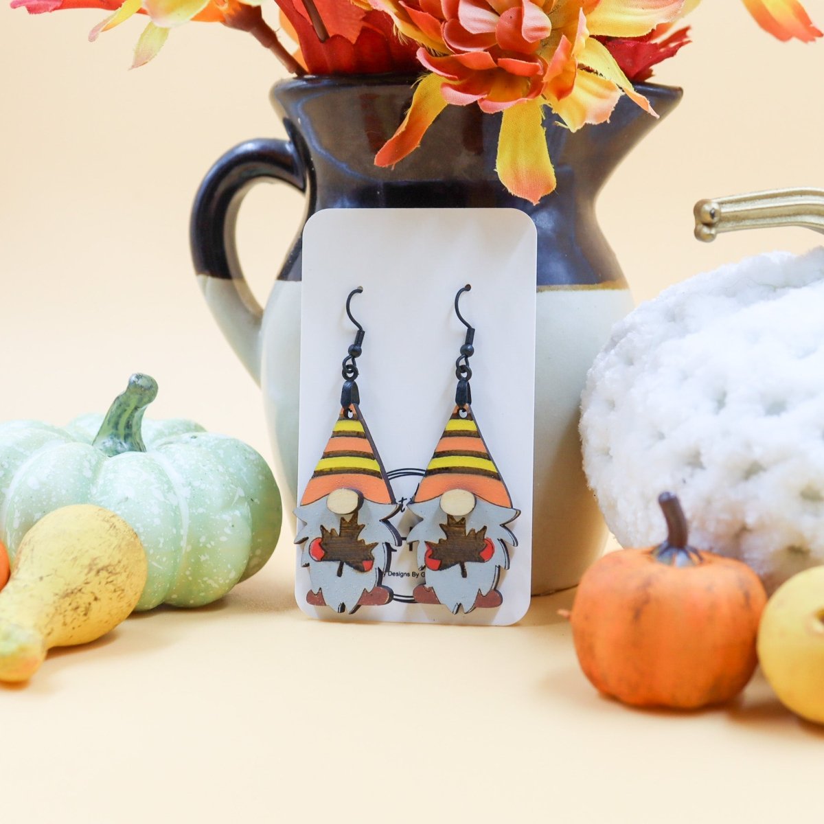 Rustic Chic by Designs By GaddisFall Leaf Gnome Drop Earrings