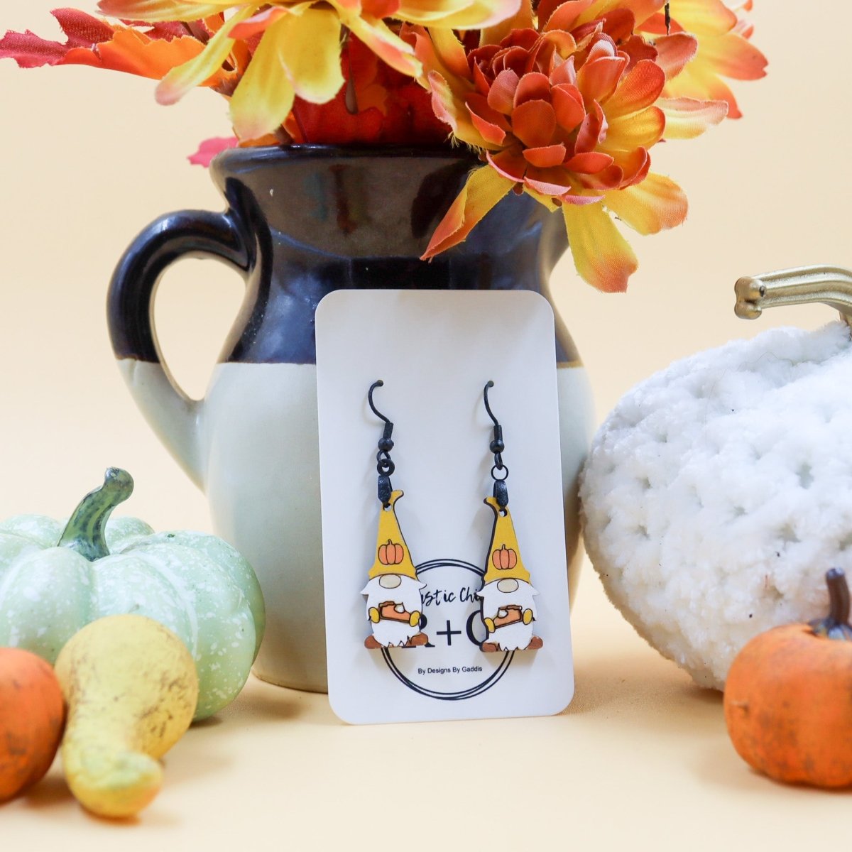 Rustic Chic by Designs By GaddisFall Pumpkin Pie Gnome Drop Earrings