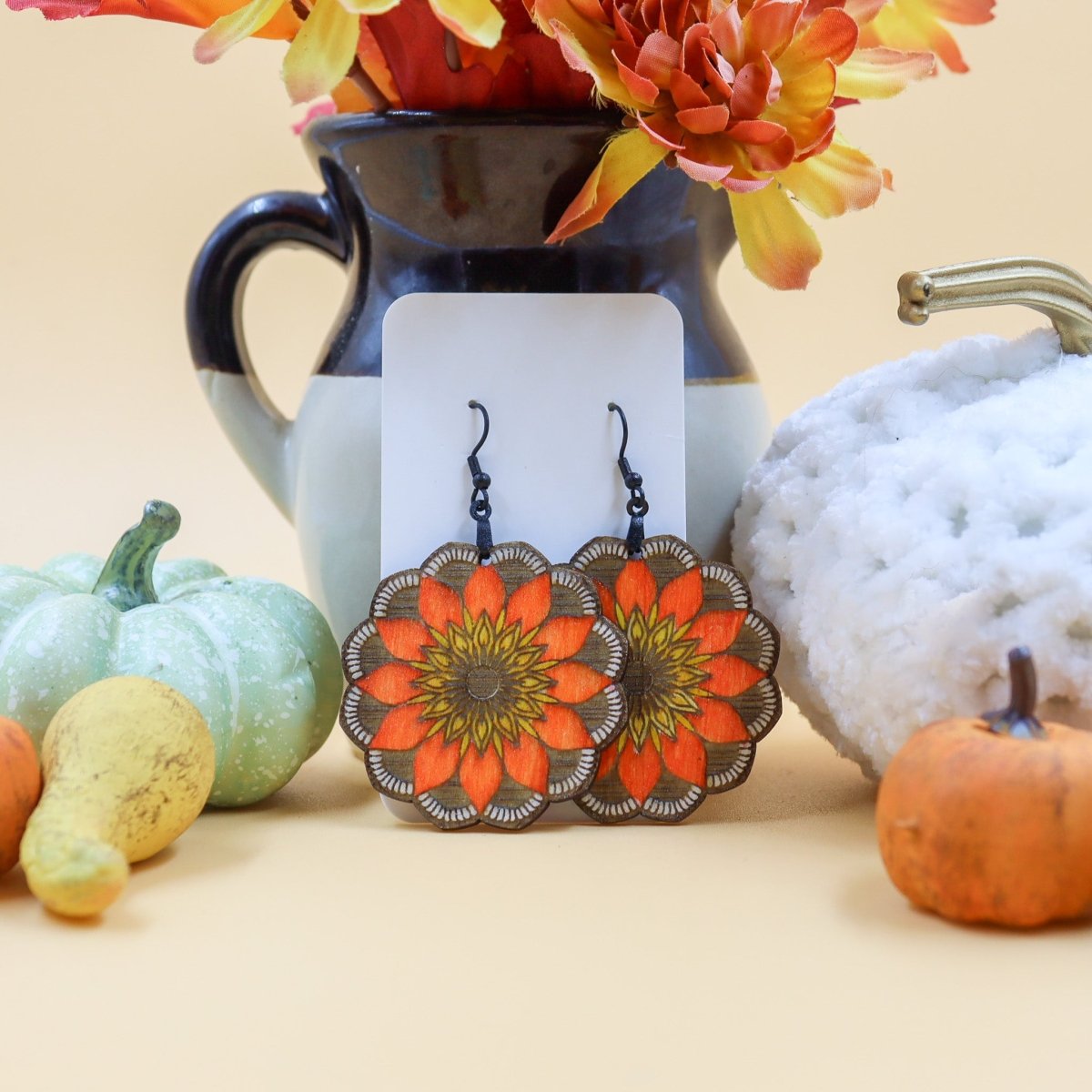 Rustic Chic by Designs By GaddisOversized Floral Mandala Round Earrings