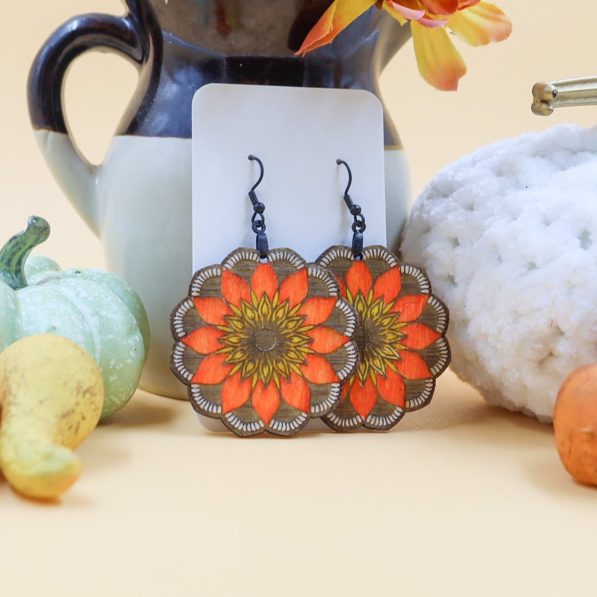 Rustic Chic by Designs By GaddisOversized Floral Mandala Round Earrings