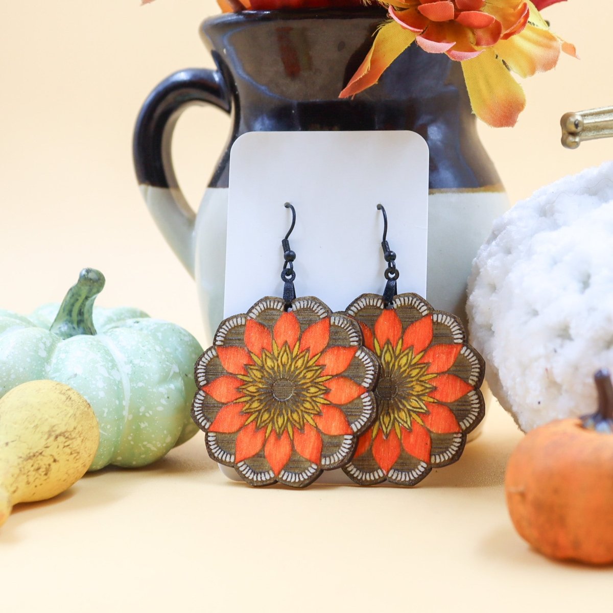 Rustic Chic by Designs By GaddisOversized Floral Mandala Round Earrings