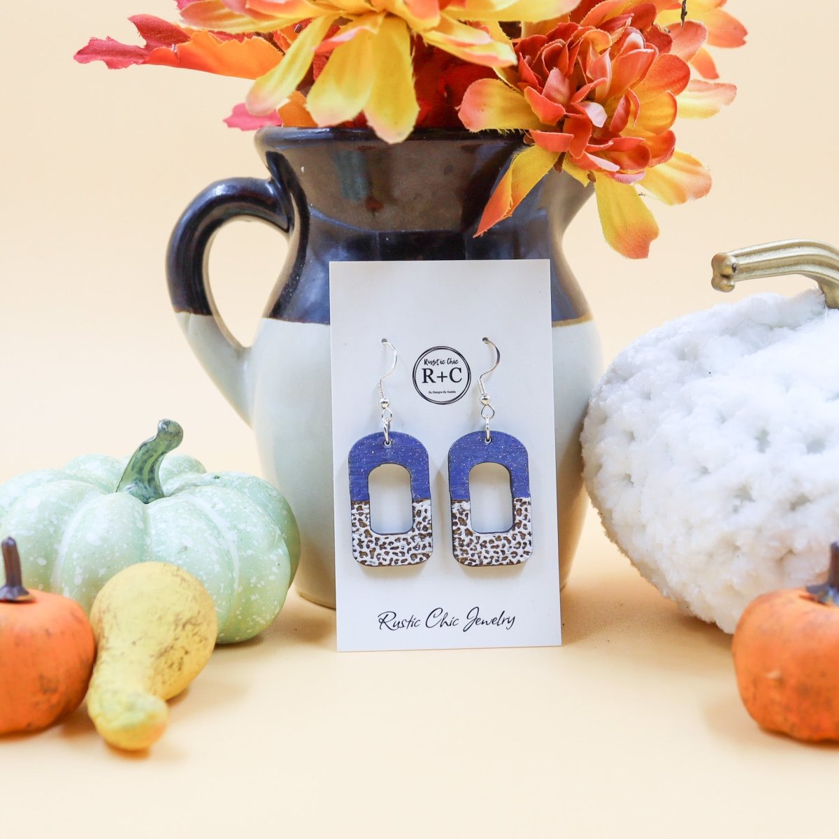 Rustic Chic by Designs By GaddisCow Print Open Bar Drop Earrings