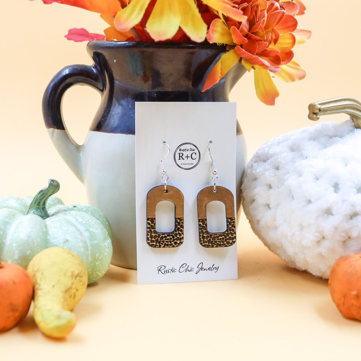 Rustic Chic by Designs By GaddisCow Print Open Bar Drop Earrings