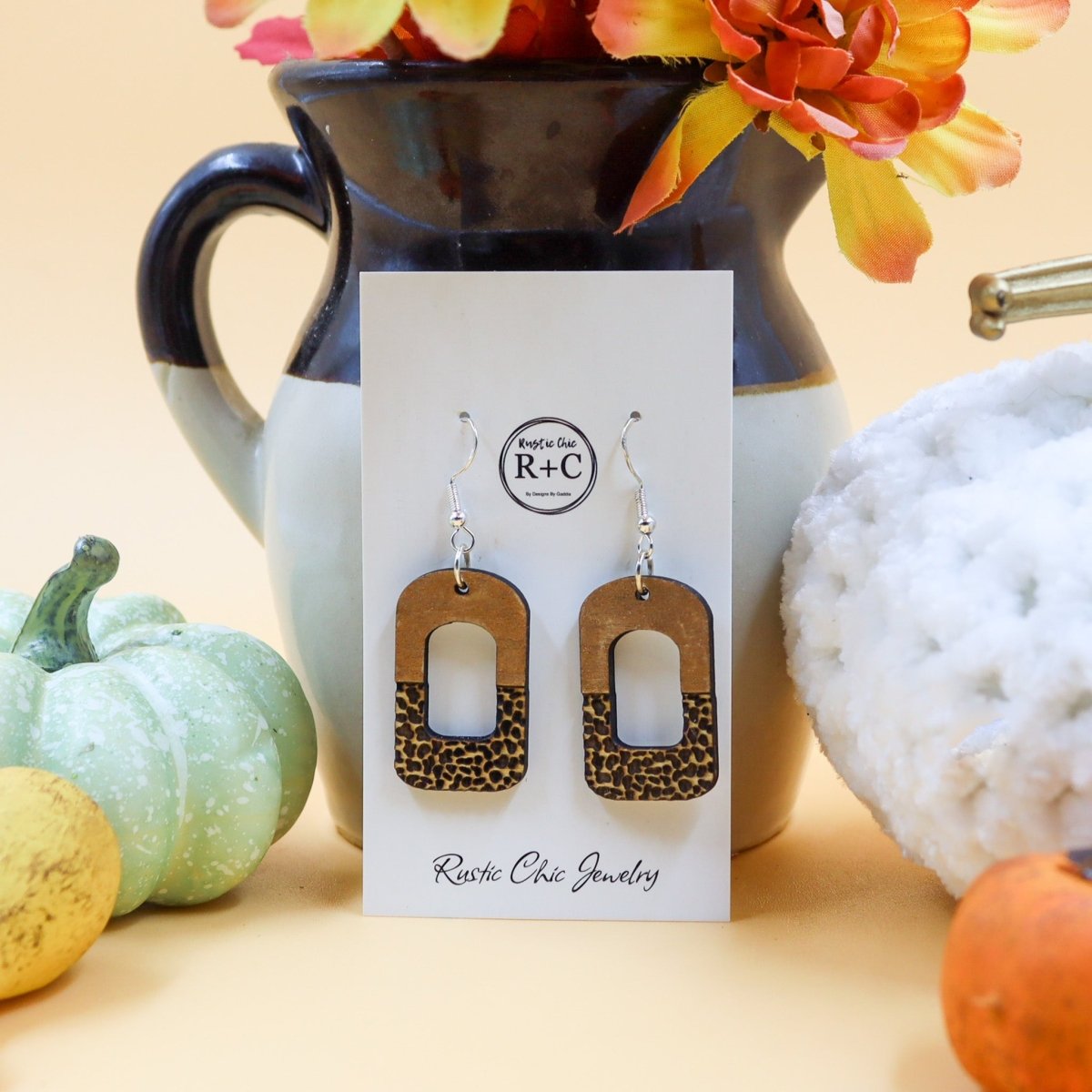 Rustic Chic by Designs By GaddisCow Print Open Bar Drop Earrings