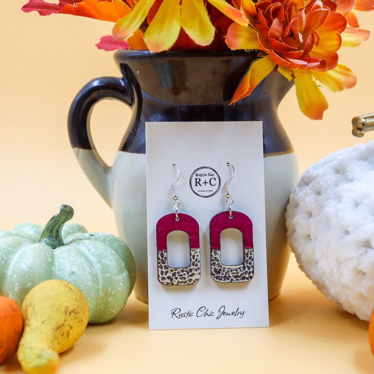 Rustic Chic by Designs By GaddisCow Print Open Bar Drop Earrings