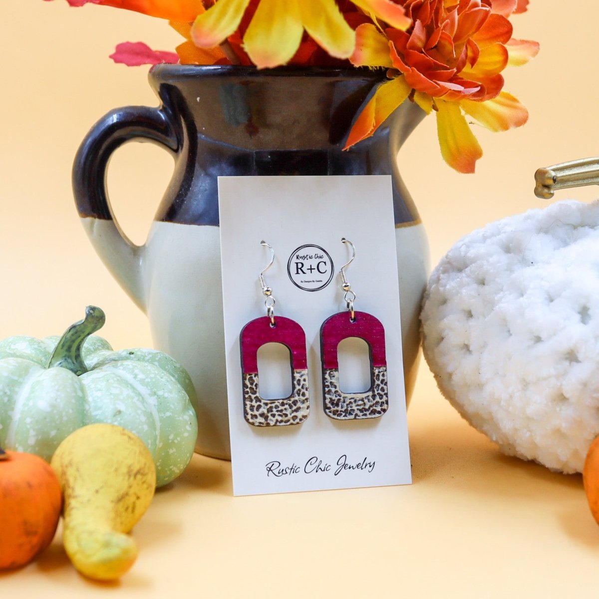 Rustic Chic by Designs By GaddisCow Print Open Bar Drop Earrings