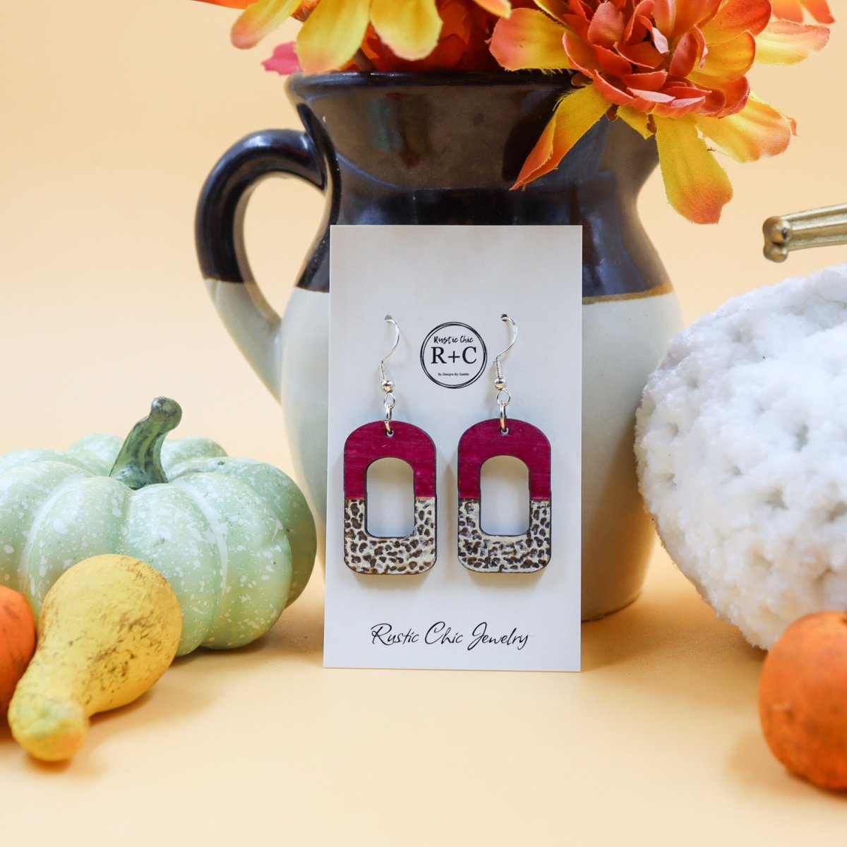 Rustic Chic by Designs By GaddisCow Print Open Bar Drop Earrings