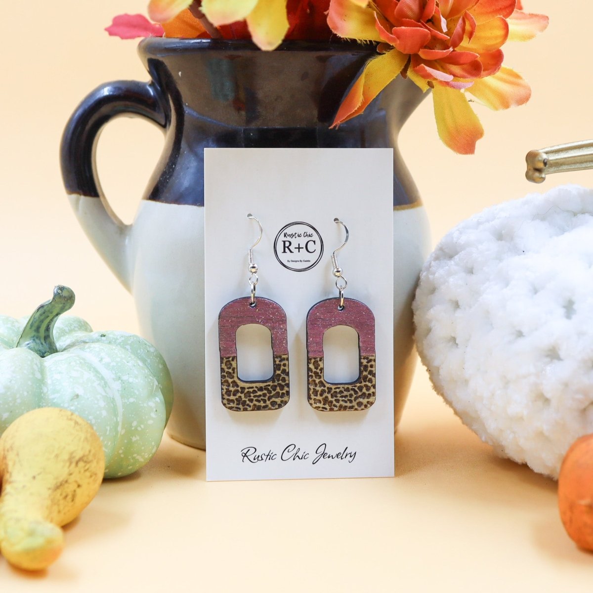 Rustic Chic by Designs By GaddisCow Print Open Bar Drop Earrings