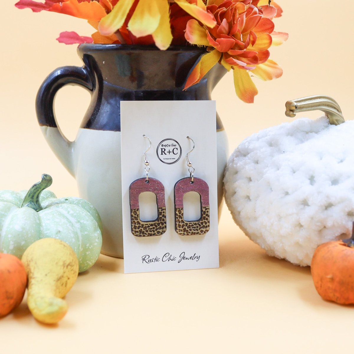 Rustic Chic by Designs By GaddisCow Print Open Bar Drop Earrings