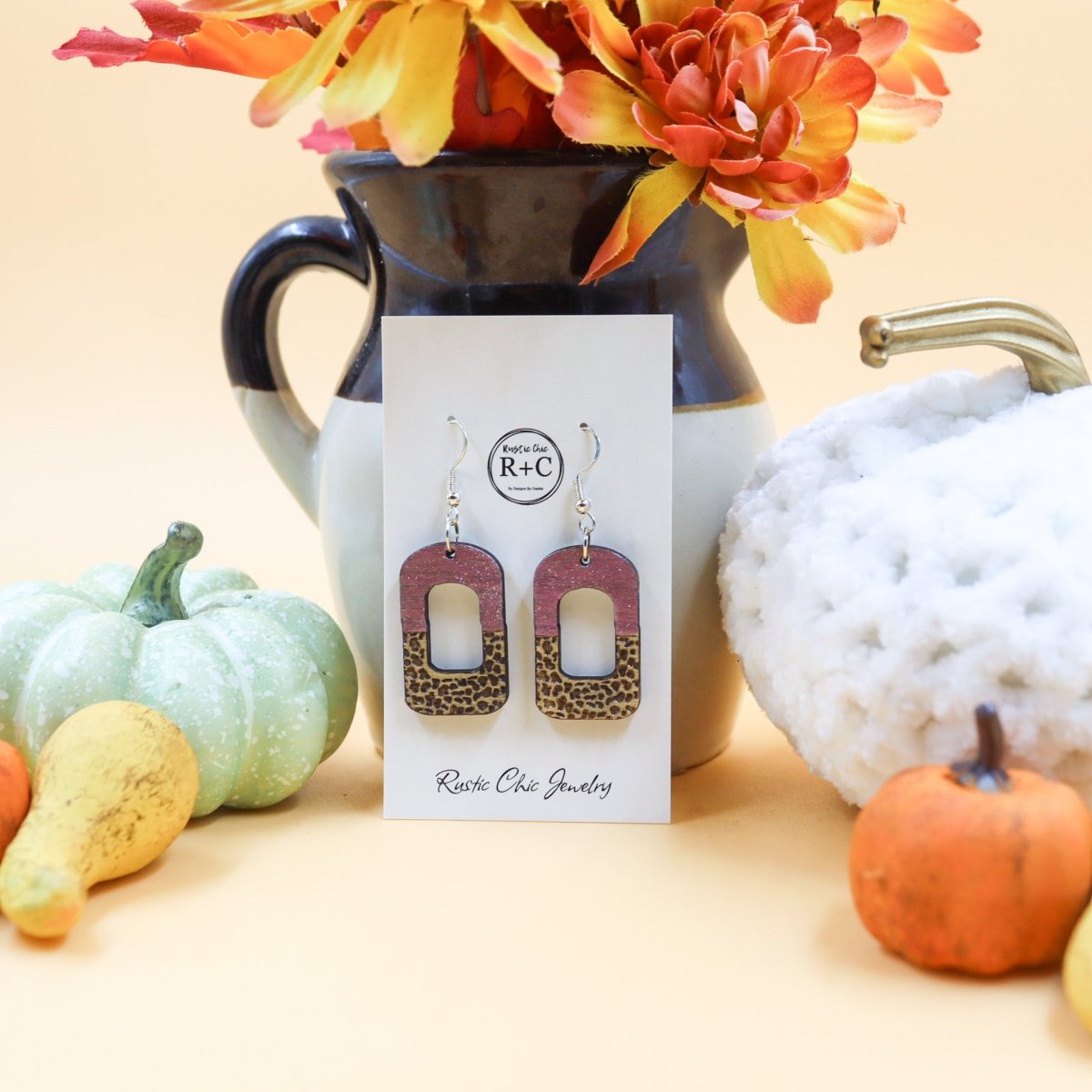 Rustic Chic by Designs By GaddisCow Print Open Bar Drop Earrings