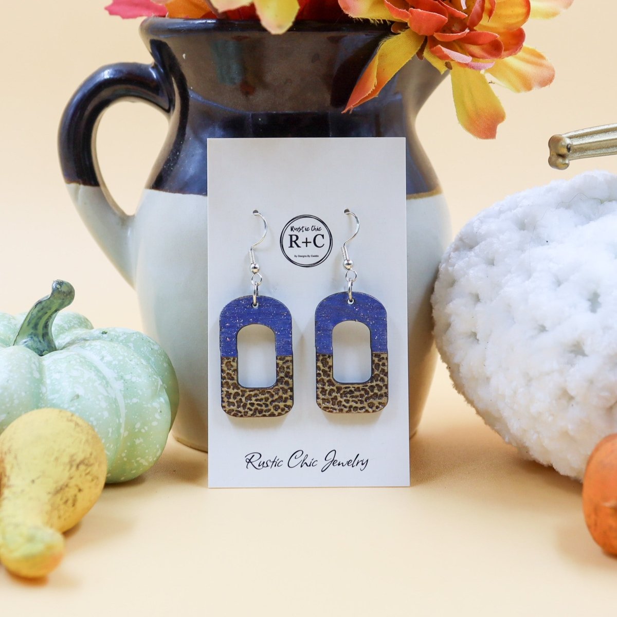 Rustic Chic by Designs By GaddisCow Print Open Bar Drop Earrings